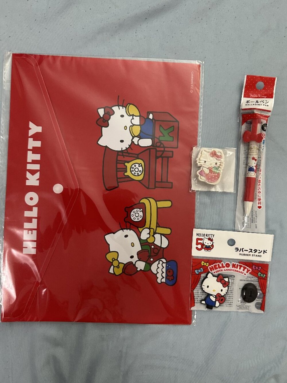 Sanrio Hello Kitty Pen Envelope Eraser and Rubber Stand Stationery Set